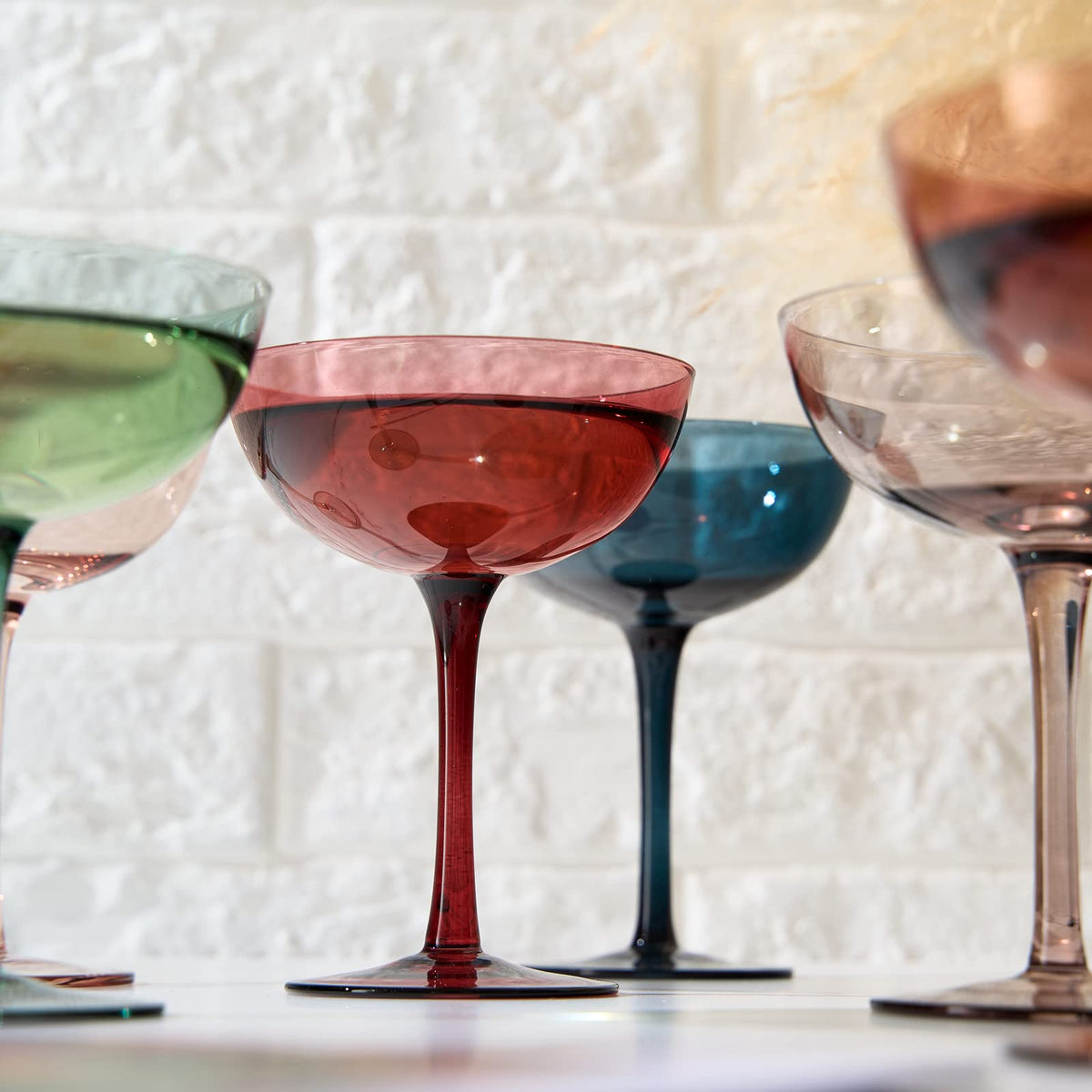 Colored Crystal Coupe Glasses Set of 6 H3466