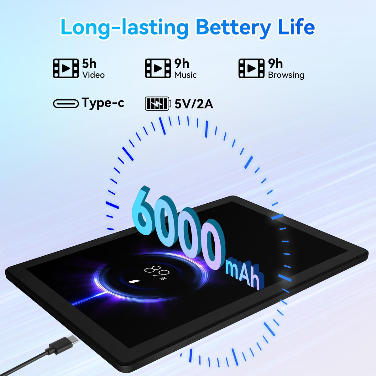 Android 16 Tablet with Keyboard Mouse Stylus Case, 64GB ROM 10.1 inch HD IPS Screen, 6000mAh Battery, WiFi 6 Tablets Bundle L469292