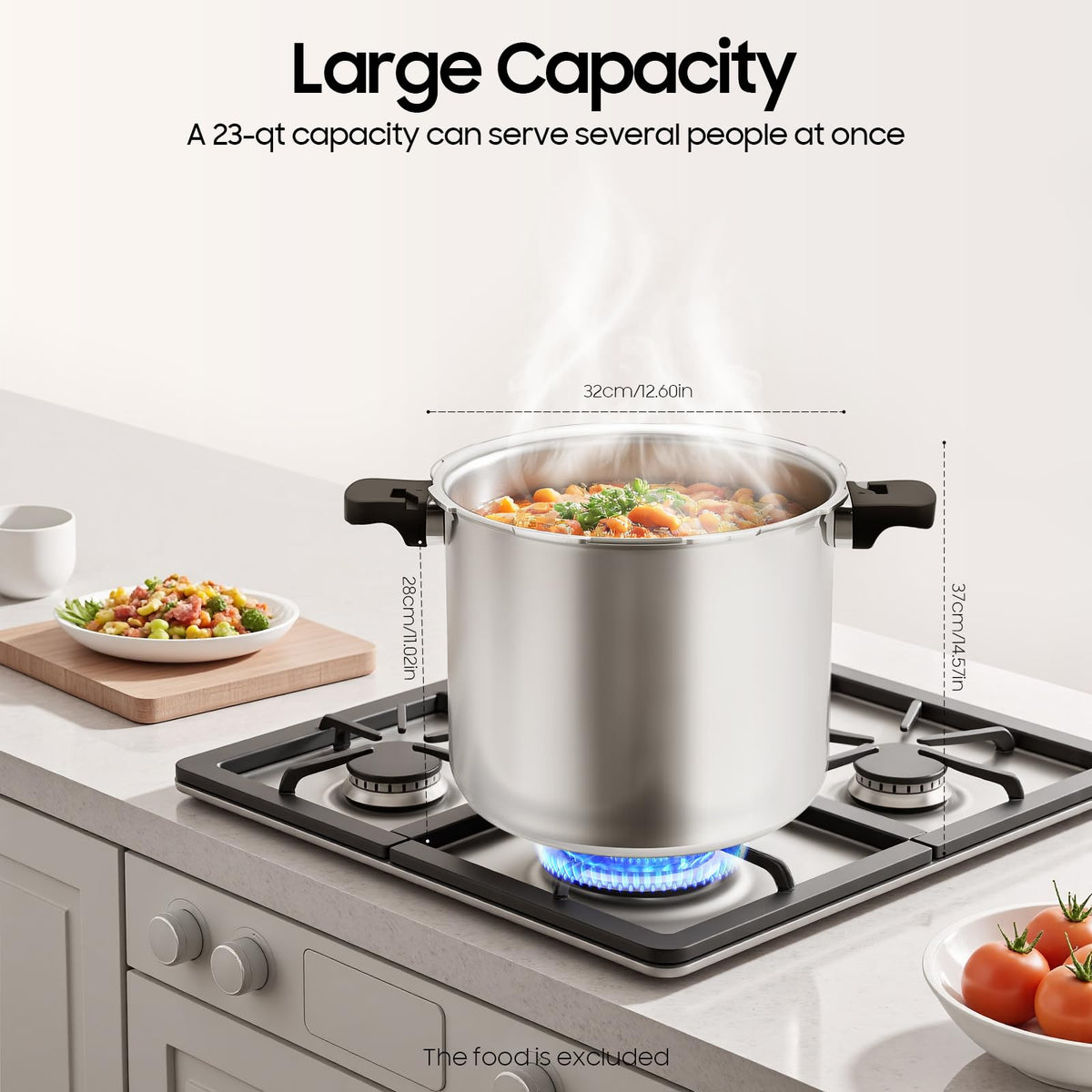 23 Quart Aluminum Pressure Cooker with Pressure Gauge & Release Valve E61619