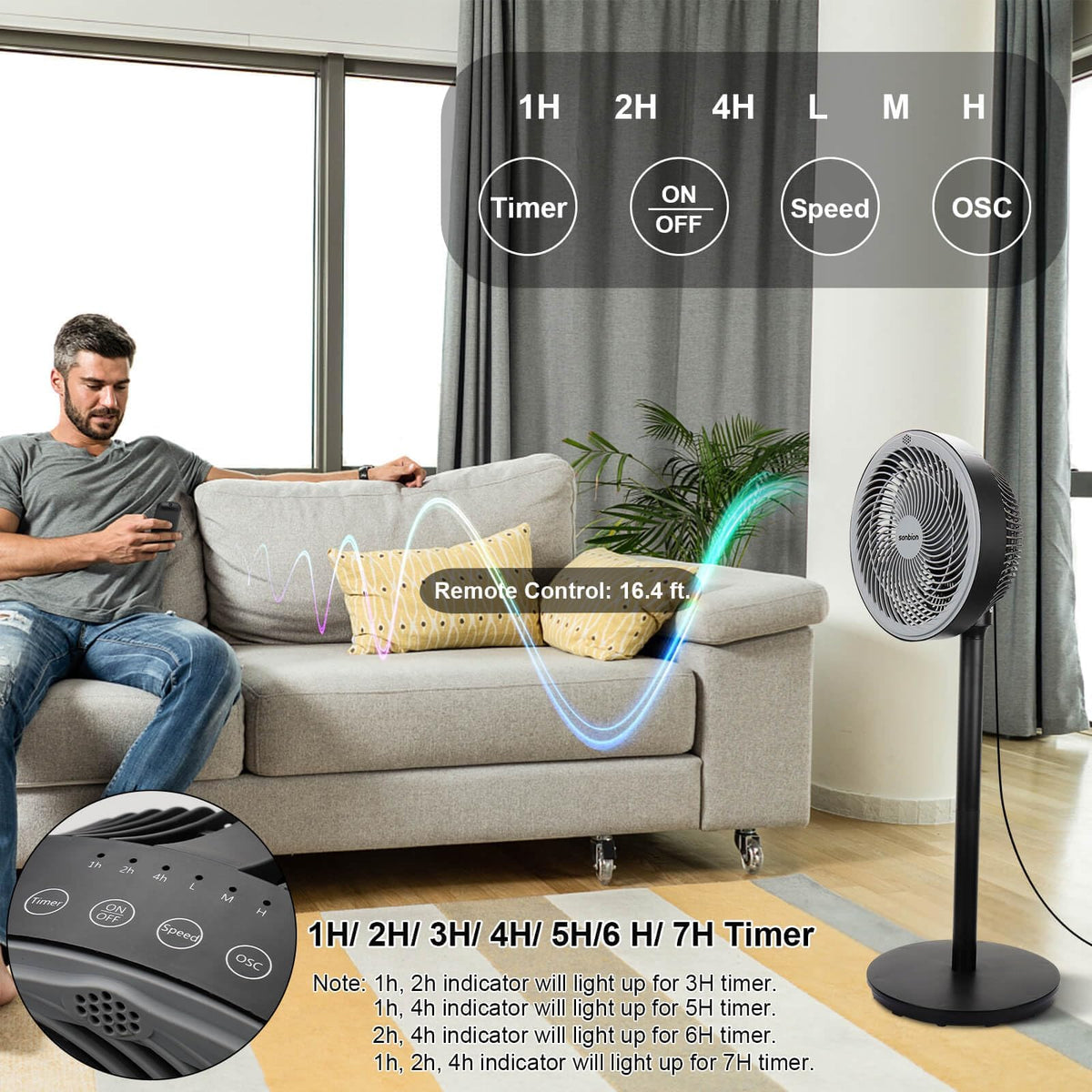 Oscillating Pedestal Fan with Remote Control V726