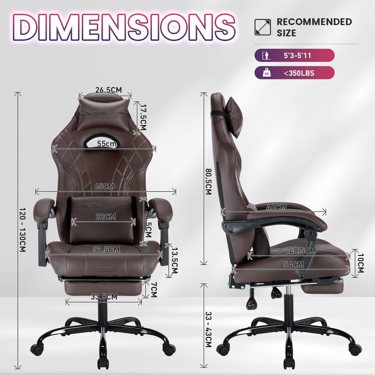 Gaming Chair with Footrest and Massage Lumbar Support H156326