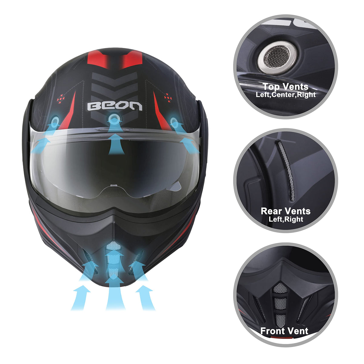 Full Face Motorcycle Helmet DOT Approved Modular with Anti-Fog Dual Visors Z786853