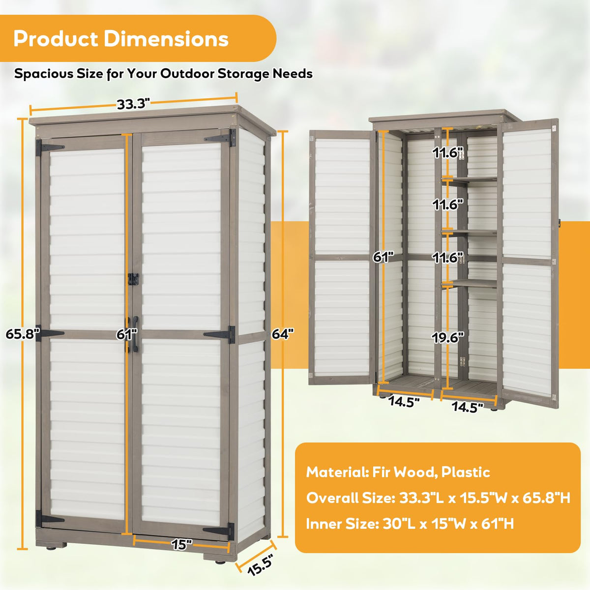 Outdoor Storage Cabinet with Adjustable Shelves B51532
