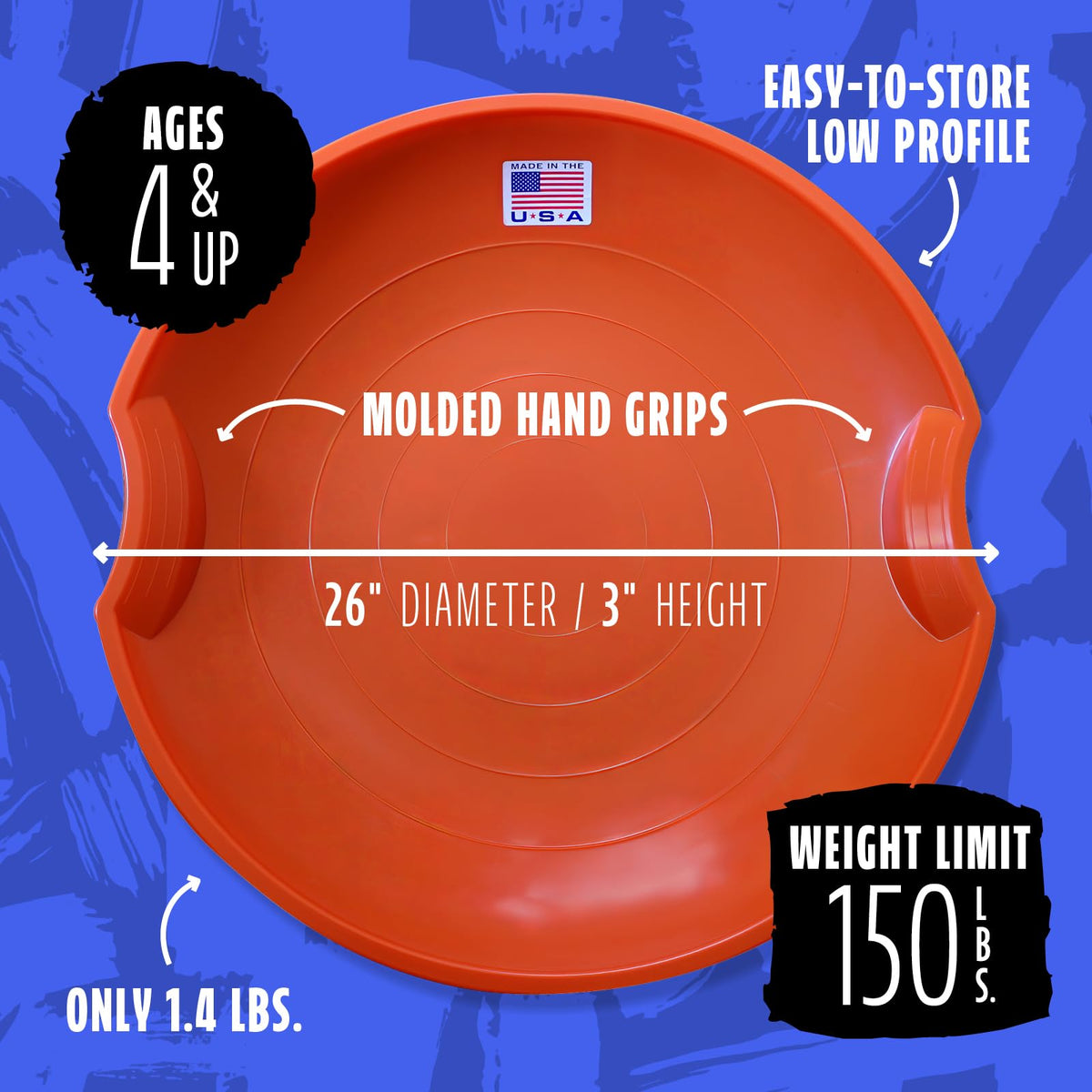 26” Plastic Snow Sleds with Hand Grips X828228