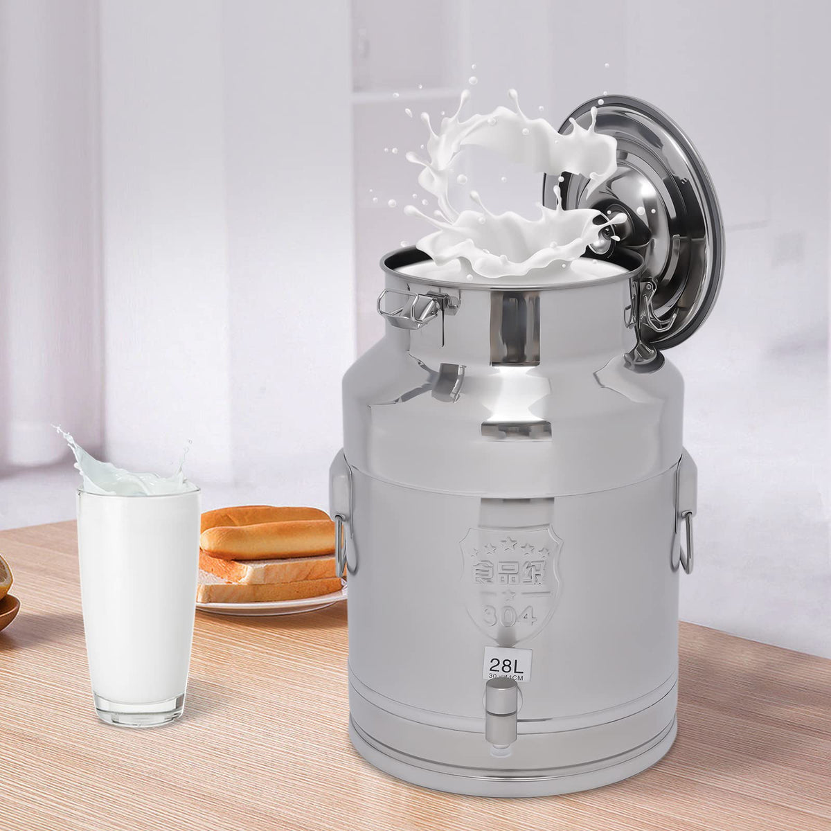 7.4 Gal Stainless Steel Milk Can with Faucet T663