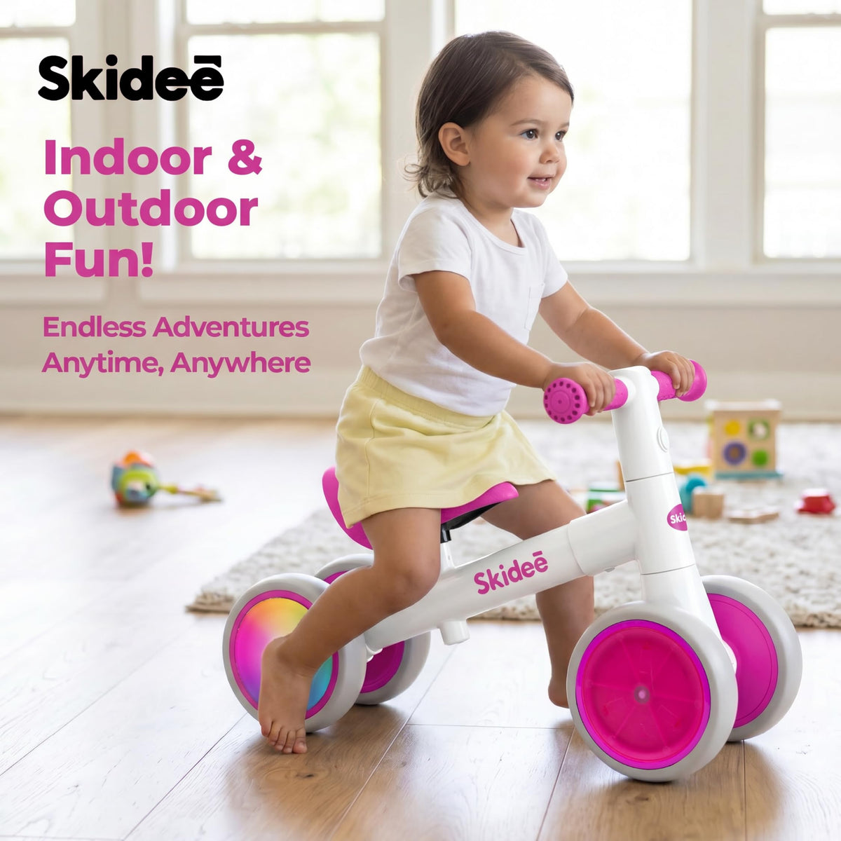 4-Wheel Toddler Balance Bike with LED Wheels M5581