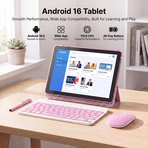 10 Inch 2 in 1 Tablet with Keyboard Kit & Case Pink X56299