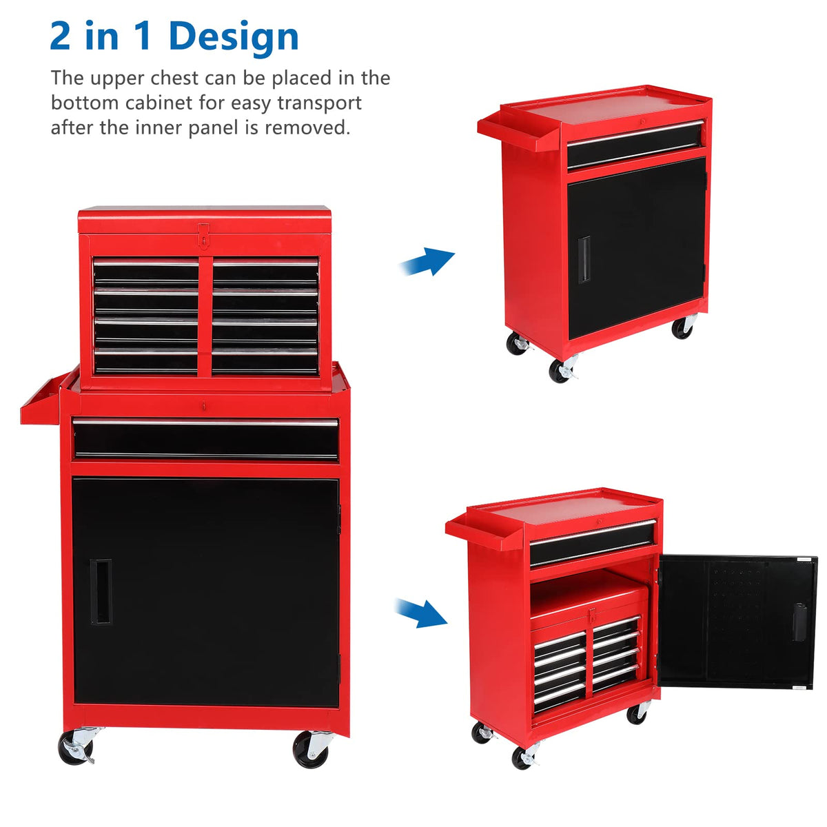 5 Drawer Rolling Tool Chest with Lockable Wheels L645