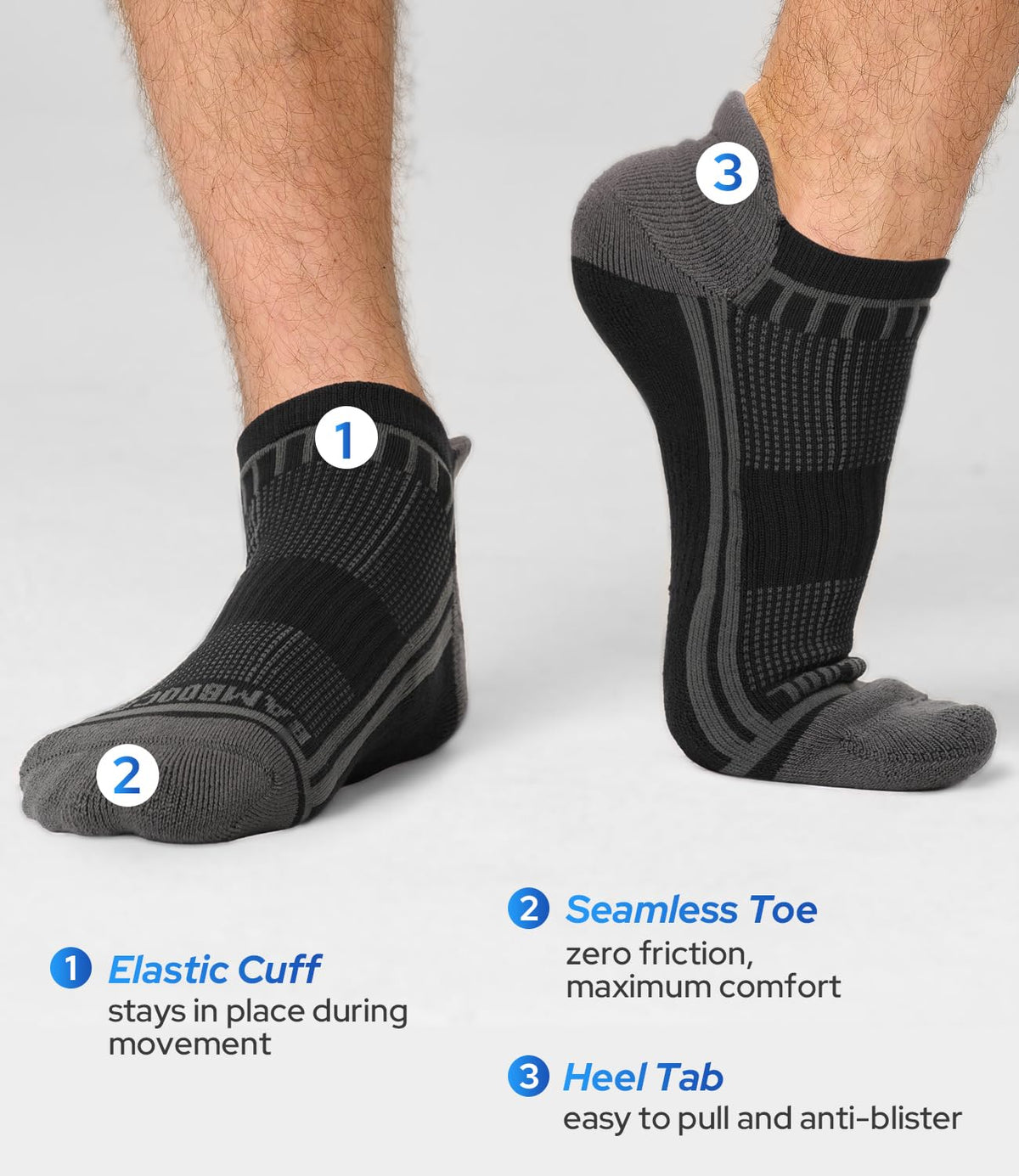 Moisture Wicking Cushioned Athletic Ankle Socks 8 Pack A350