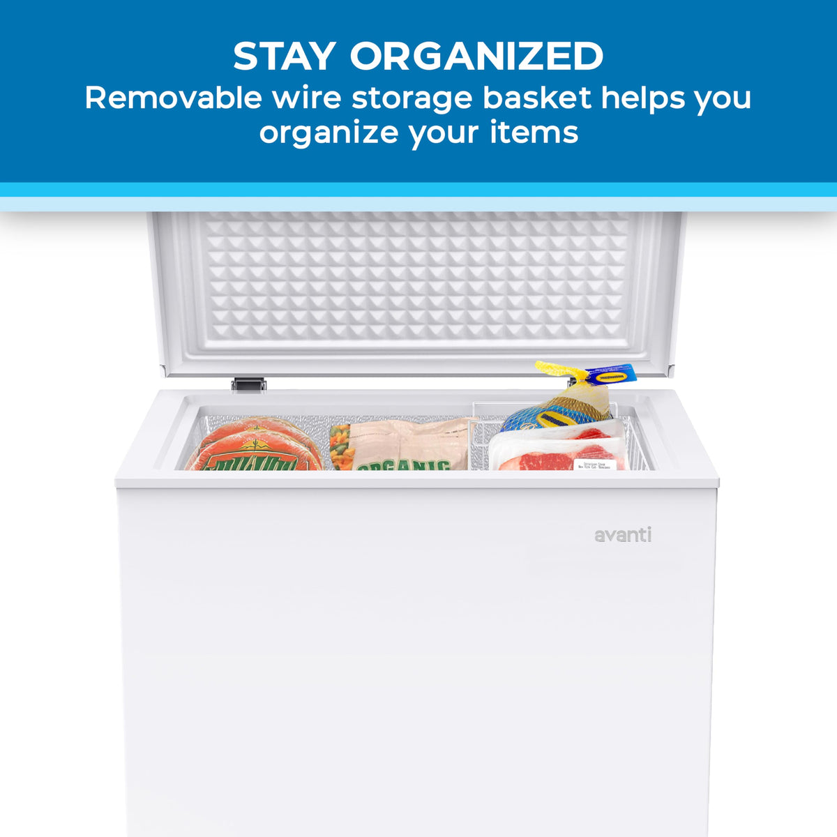 White 5.0 Cu. Ft. Chest Freezer with Storage Basket V93882