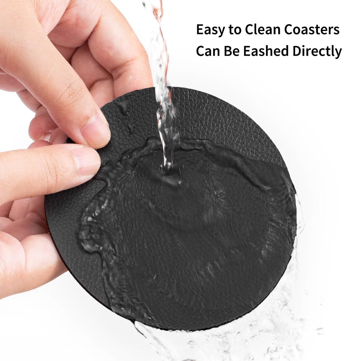 Faux Leather Drink Coasters with Holder, Set of 12 U4864