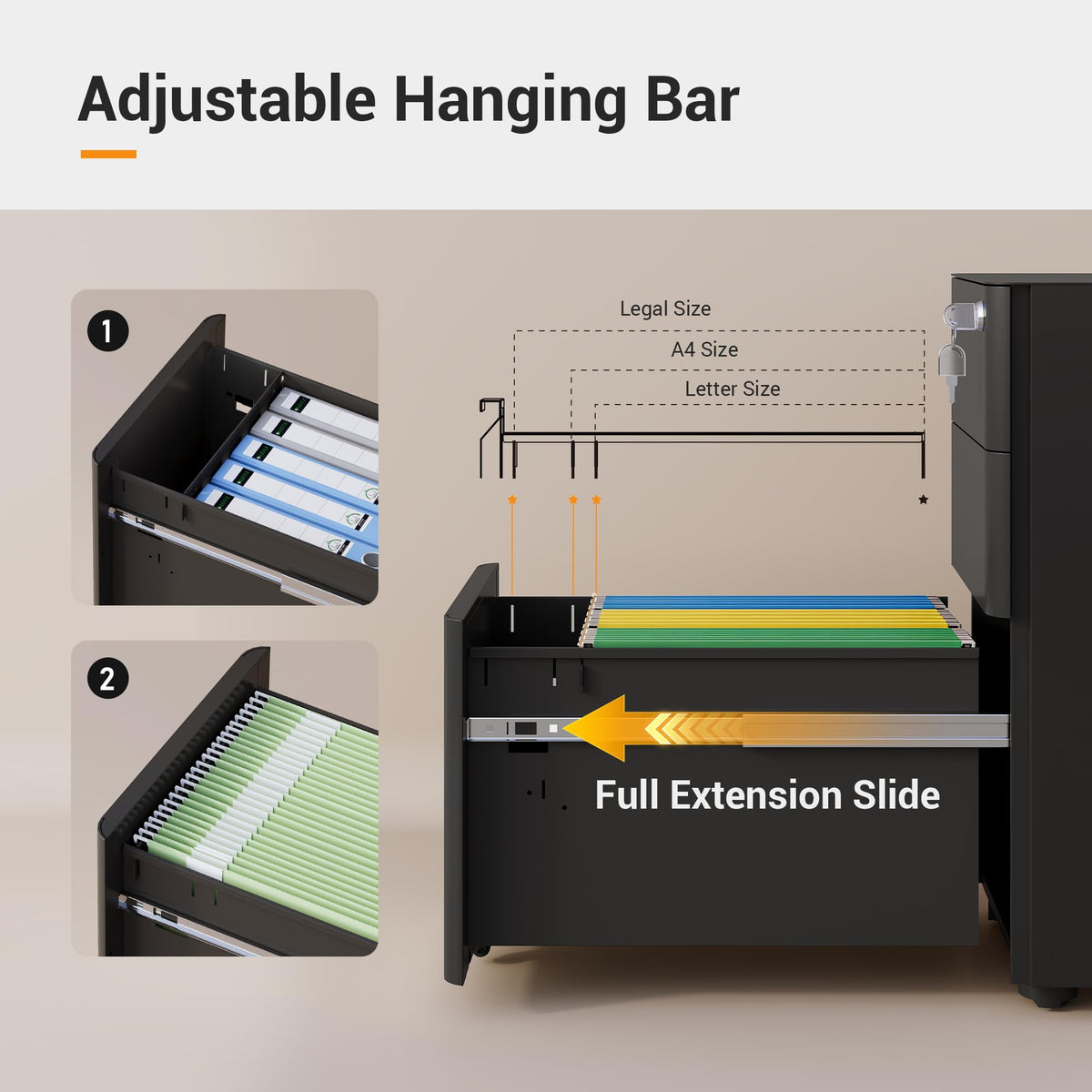 3 Drawer Mobile File Cabinet S669748