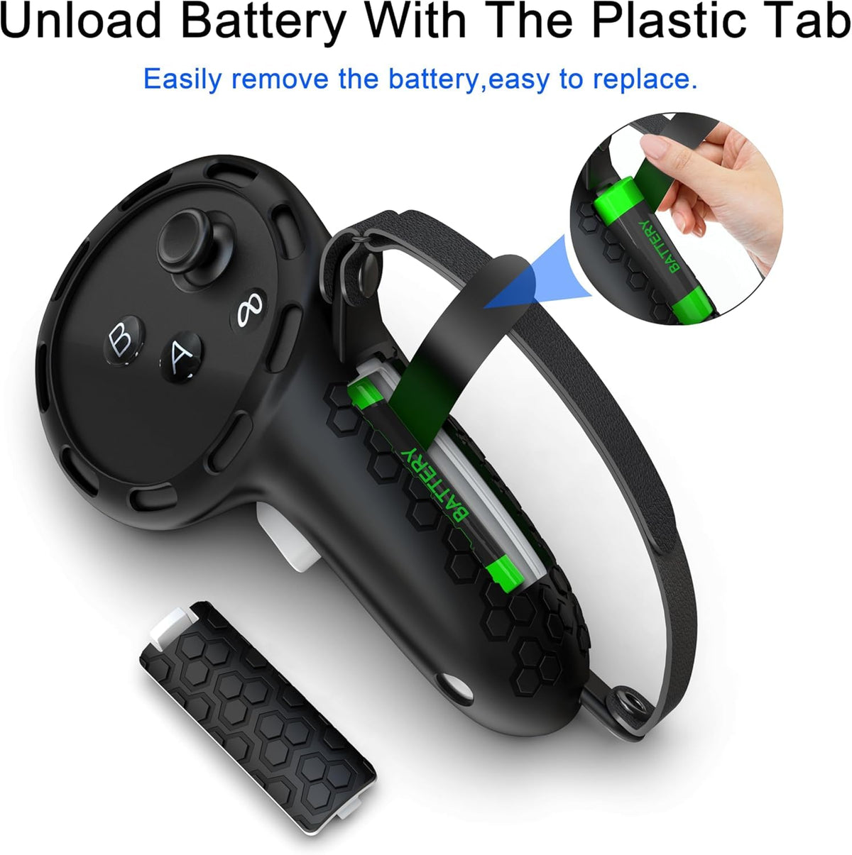 Controller Grips with Battery Opening Covers Black T602
