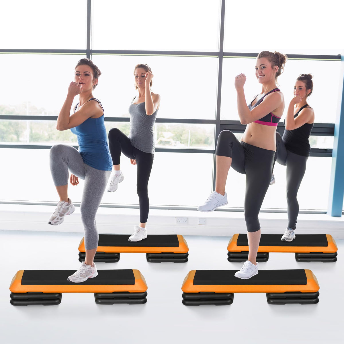 43'' Adjustable Aerobic Step Platform with 4 Stackable Risers S3480