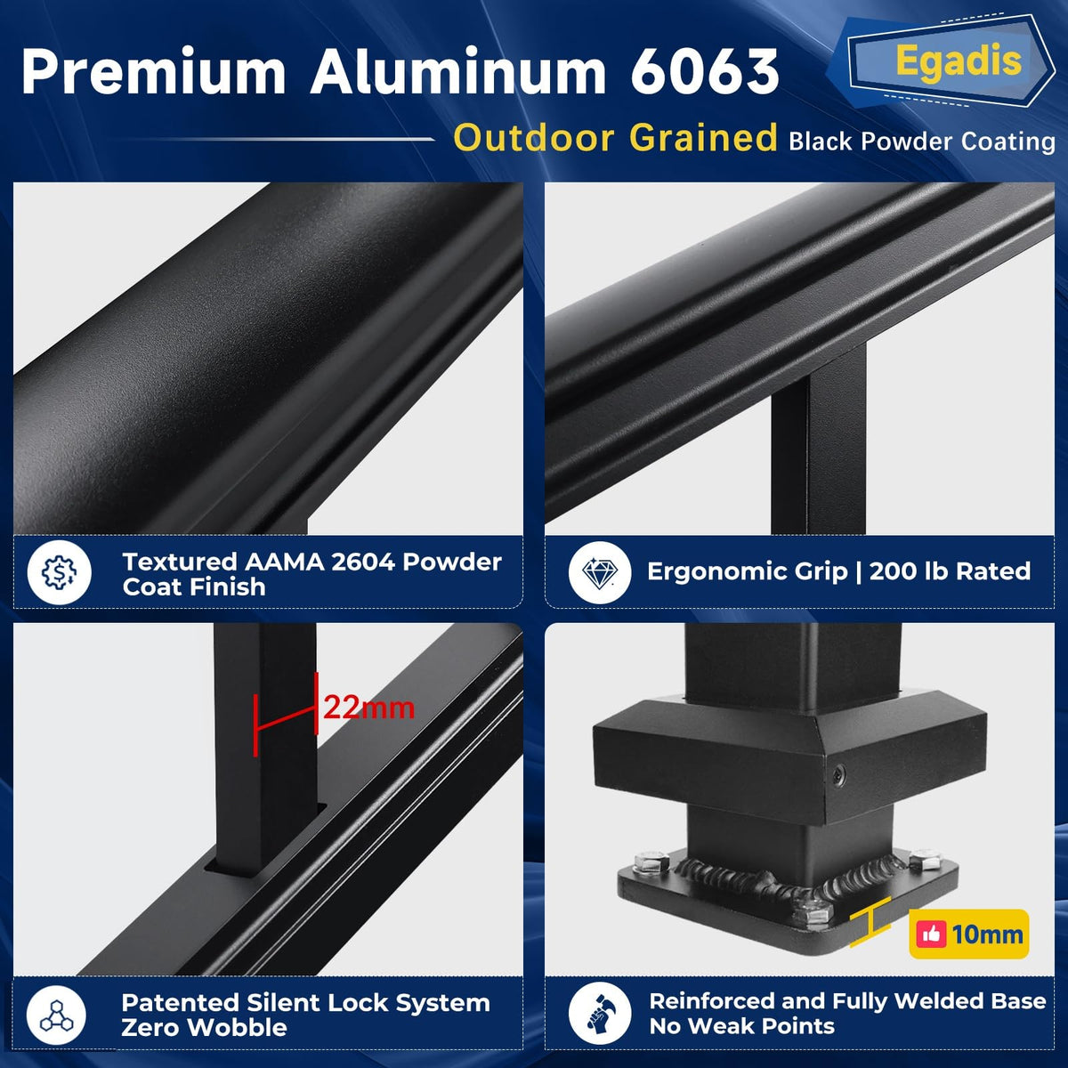 Aluminum Stair Railing Kit, 42 in x 4 ft Black U230