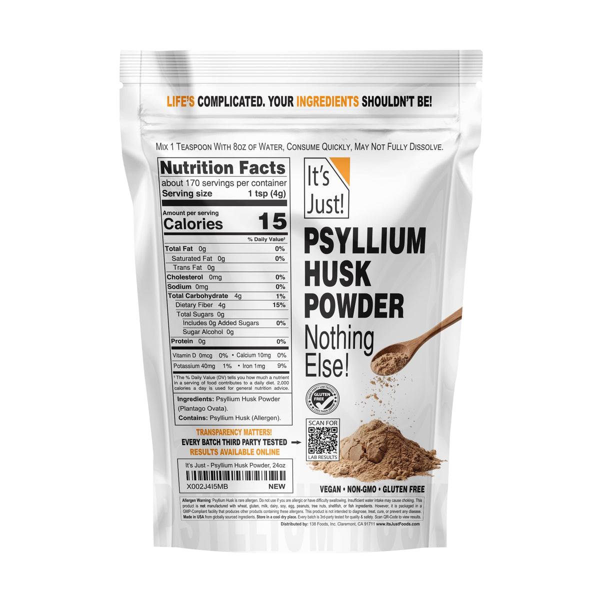 Psyllium Husk Powder Unflavored 24oz E305388