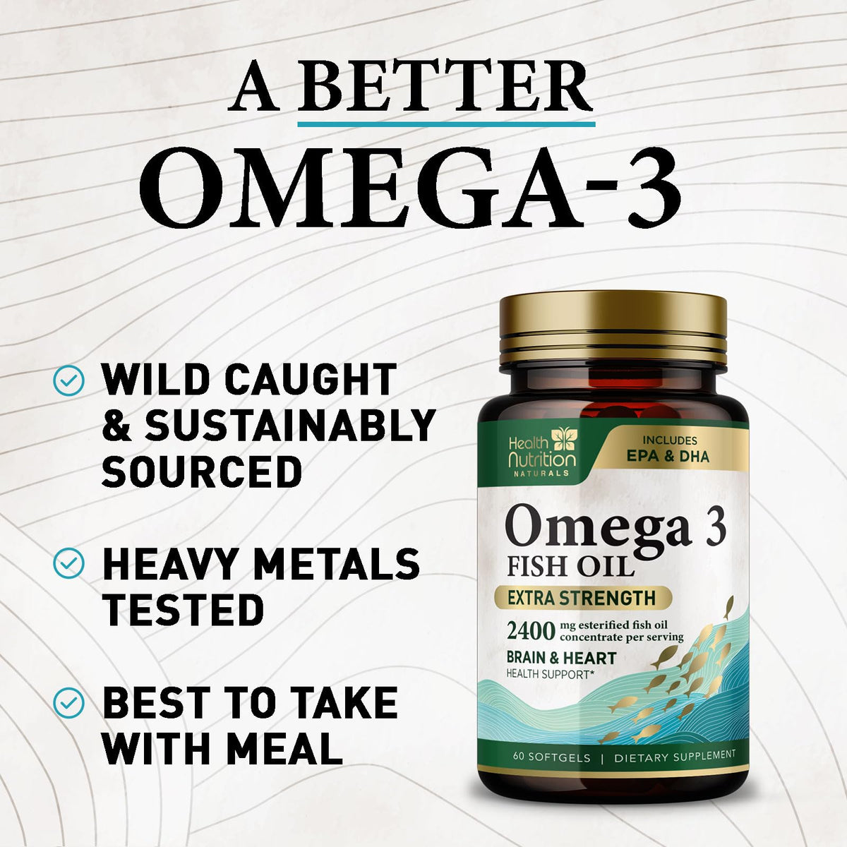 2400mg Omega 3 Fish Oil Softgels U119