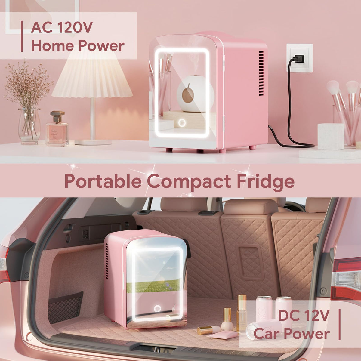 4L Mini Skincare Fridge with LED Mirror Y63880