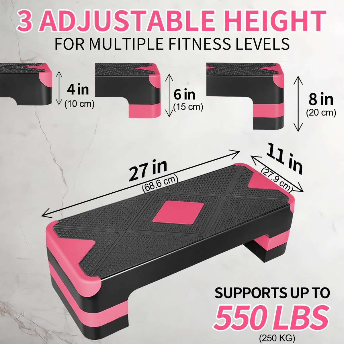 27" Adjustable Aerobic Exercise Step Platform E843073
