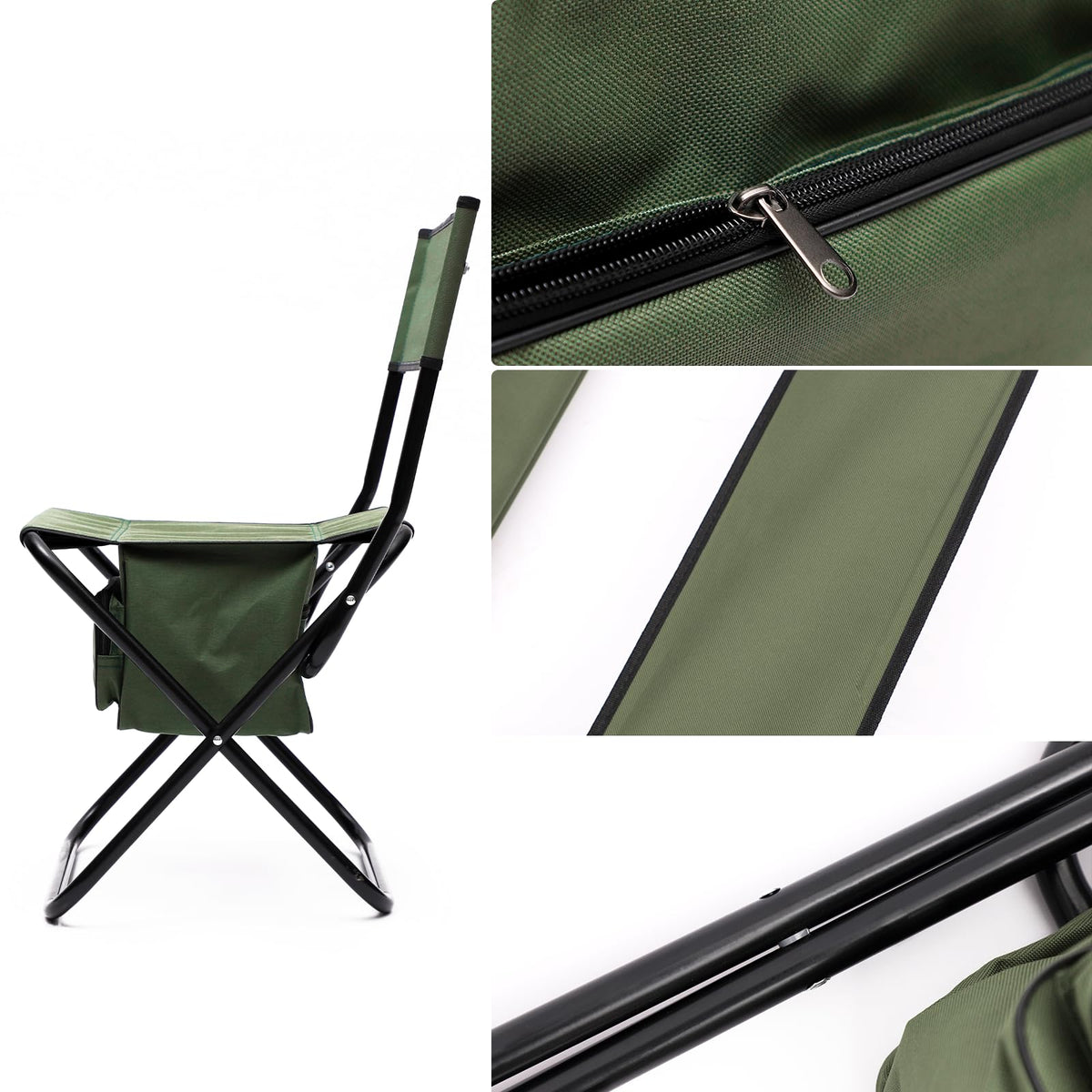 Folding Camping Chair with Storage Bag, 2 Pack, Green S3371
