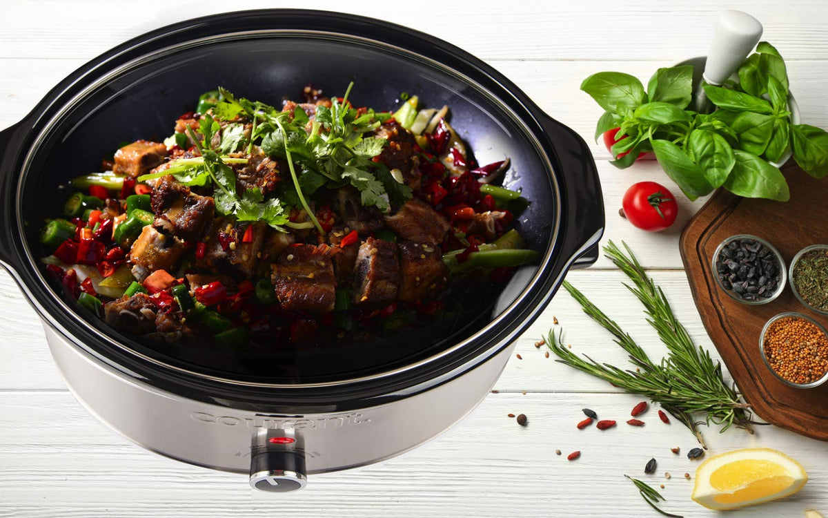 Oval Slow Cooker Crock, 7 Quart Dishwasher Safe Stainless Steel Pot V243