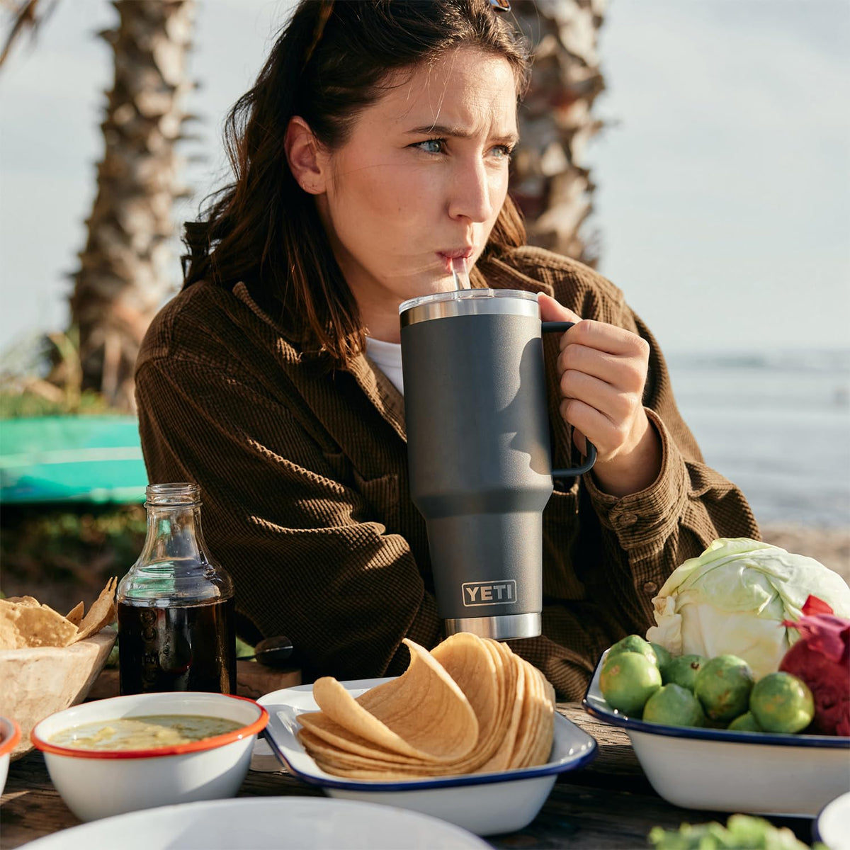 42 oz Stainless Steel Tumbler with Handle and Straw Lid R2795
