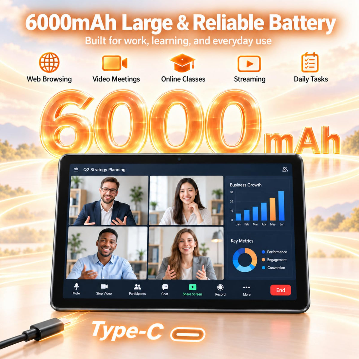 Android Tablet 10 Inch 128GB H7827