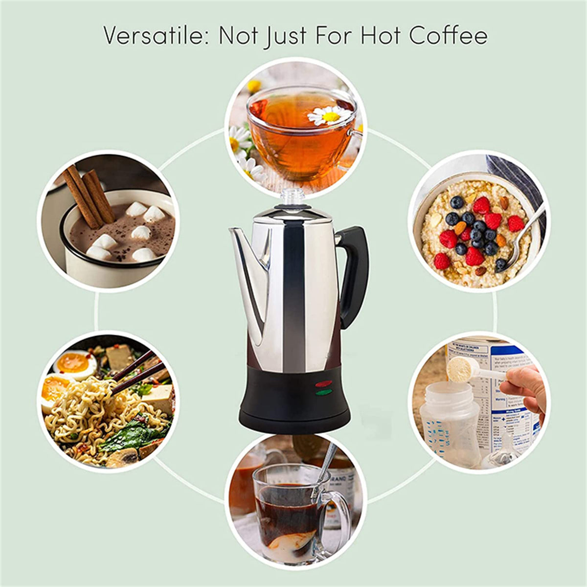 Electric Percolator Coffee Pot Stainless Steel 12 Cup C628