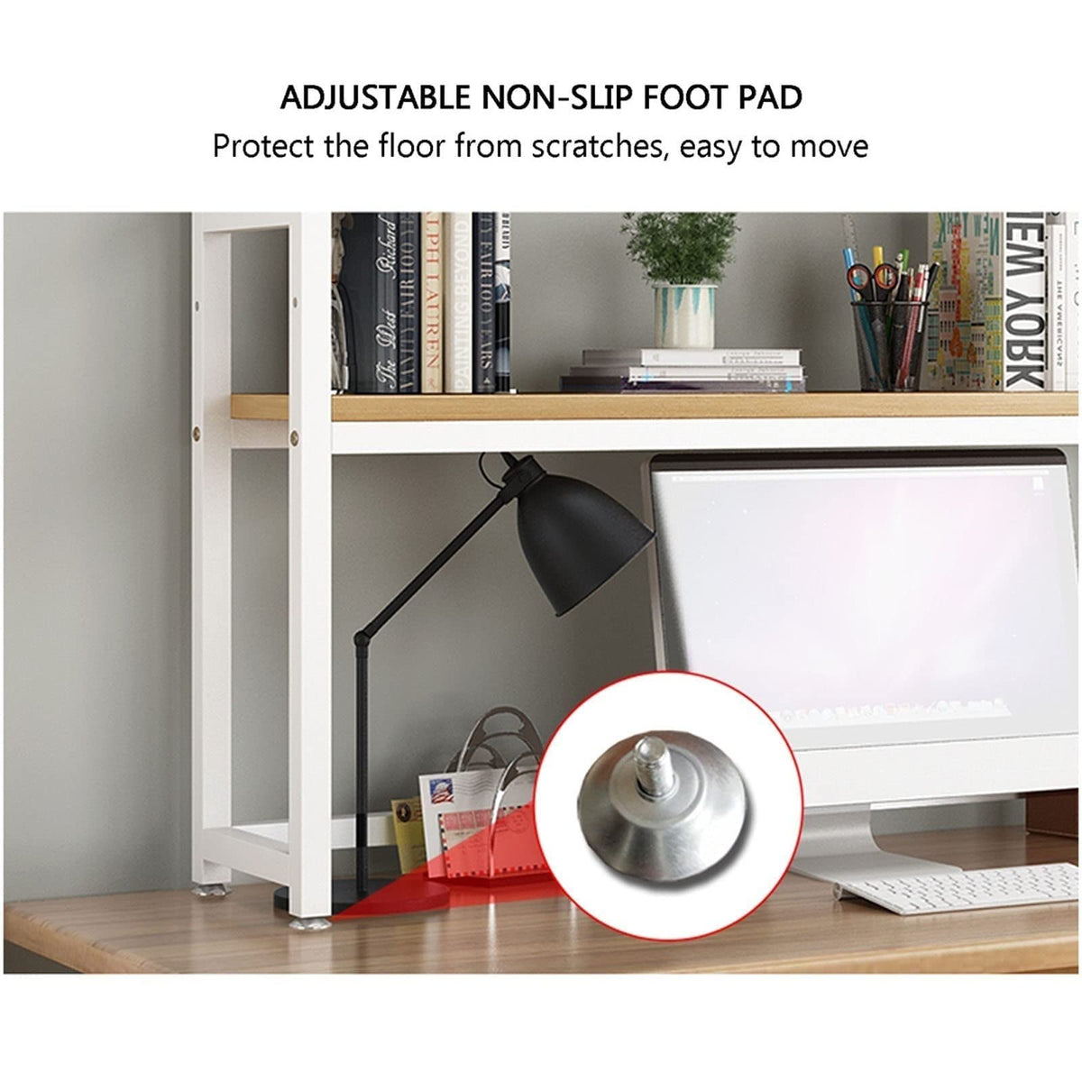 White Adjustable Metal Desktop Bookshelf L59740