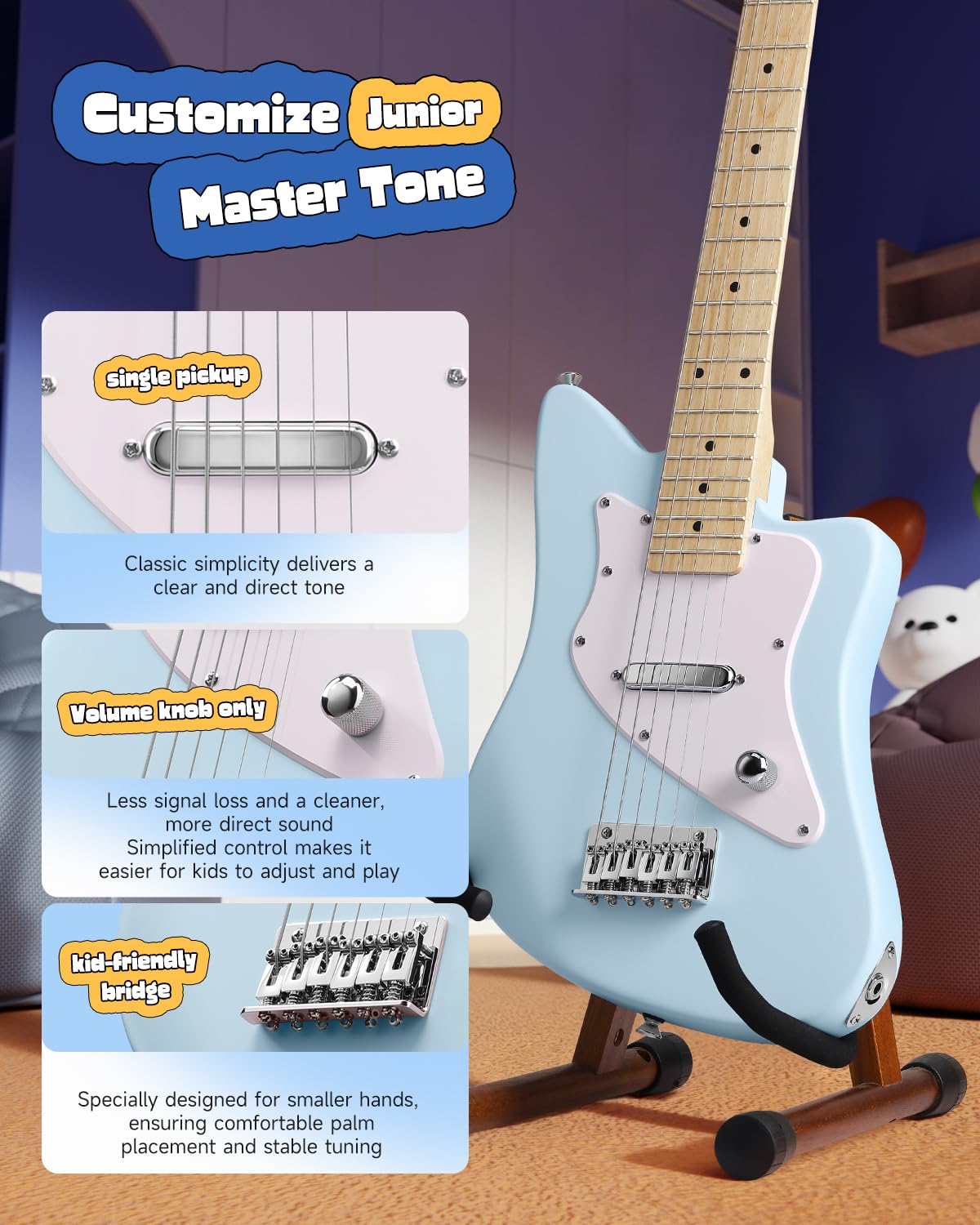 30 Inch Kids Electric Guitar Beginner Kit Blue J144833