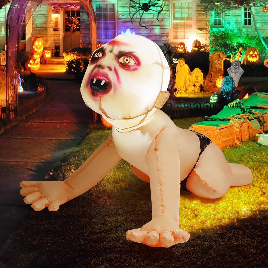 4 FT Inflatable Zombie with Built-in LEDs K890195
