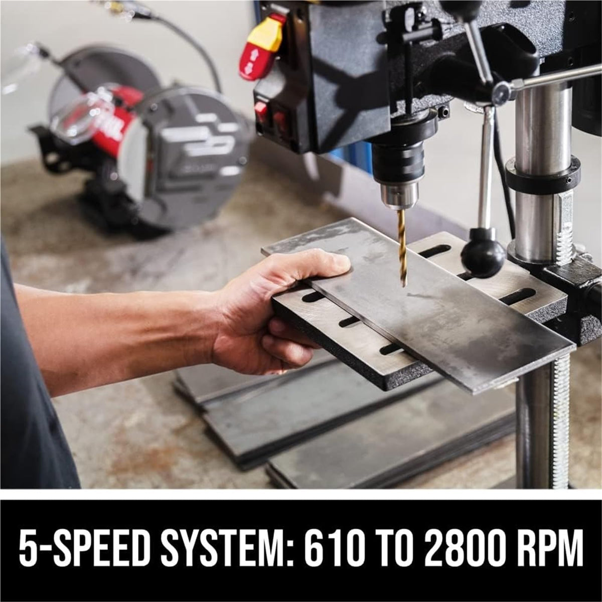 6.2 Amp 10 In. 5-Speed Benchtop Drill Press with Work Light A958085