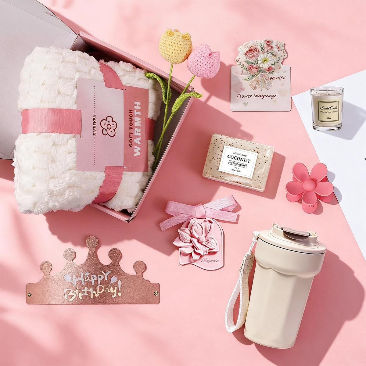 10 Pc Birthday Gift Basket Set with Blanket B19714