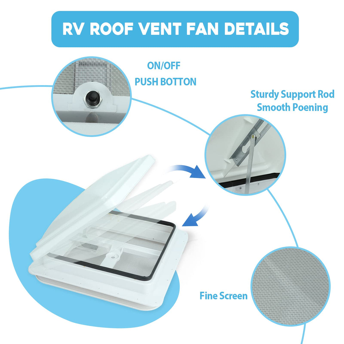 14" RV Roof Vent with White Lid X74730