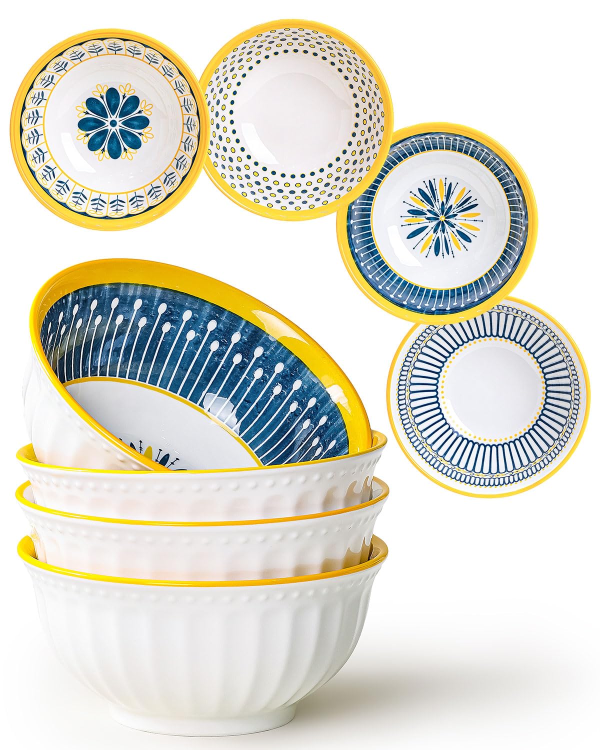Bohemian Ceramic Bowls Set of 4 J286