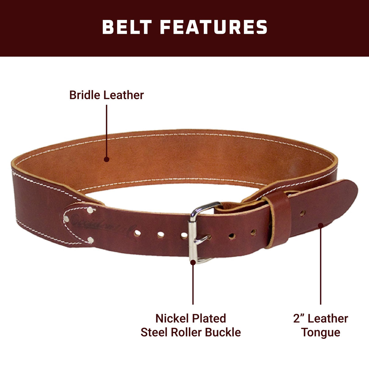 3" Medium OxyRed Leather Work Belt P5928