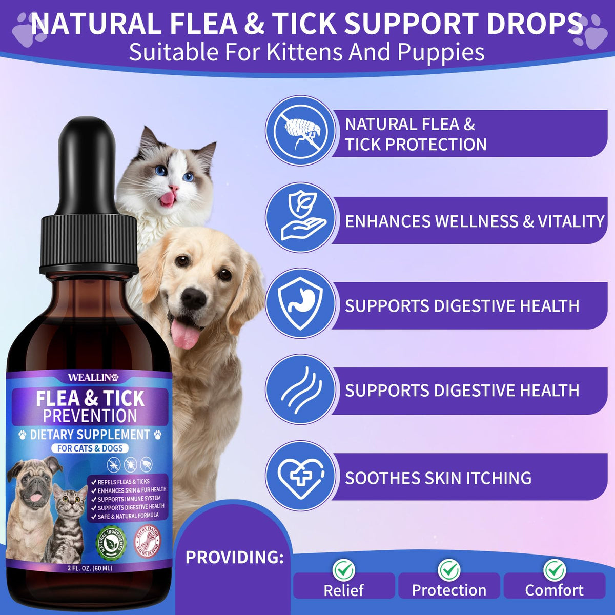 Flea and Tick Prevention for Cats & Dogs 60ml V696606