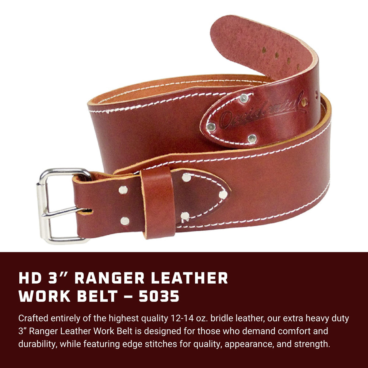 3" Medium OxyRed Leather Work Belt P5928