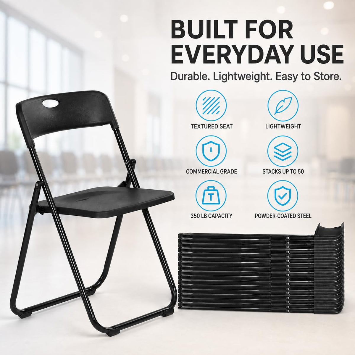 Black Plastic Folding Chairs O834