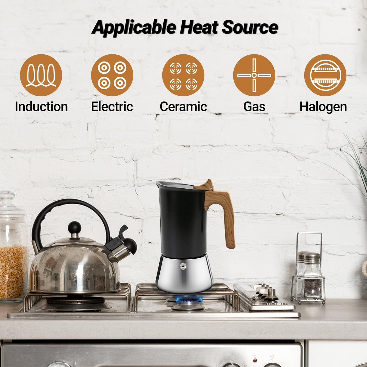12 Cup 304 Stainless Steel Moka Pot U38967