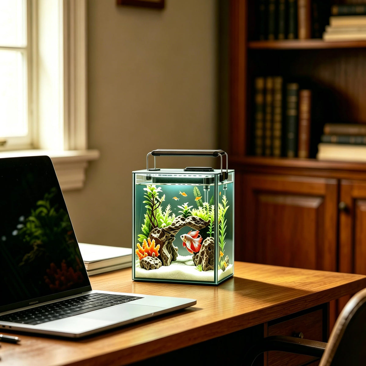 1.5 Gallon Glass Aquarium Starter Kit with LED Light and Power Filter N14900