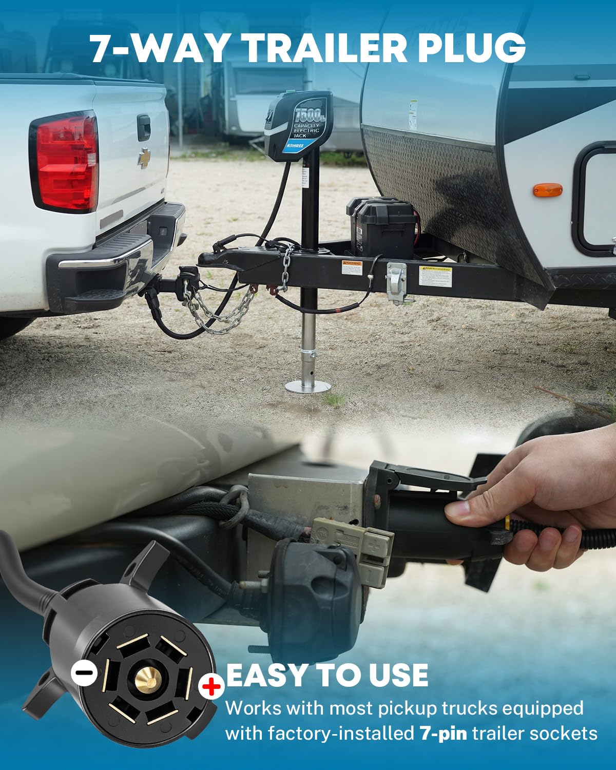 7500lbs Electric Trailer Jack with 7 Way Plug Z199