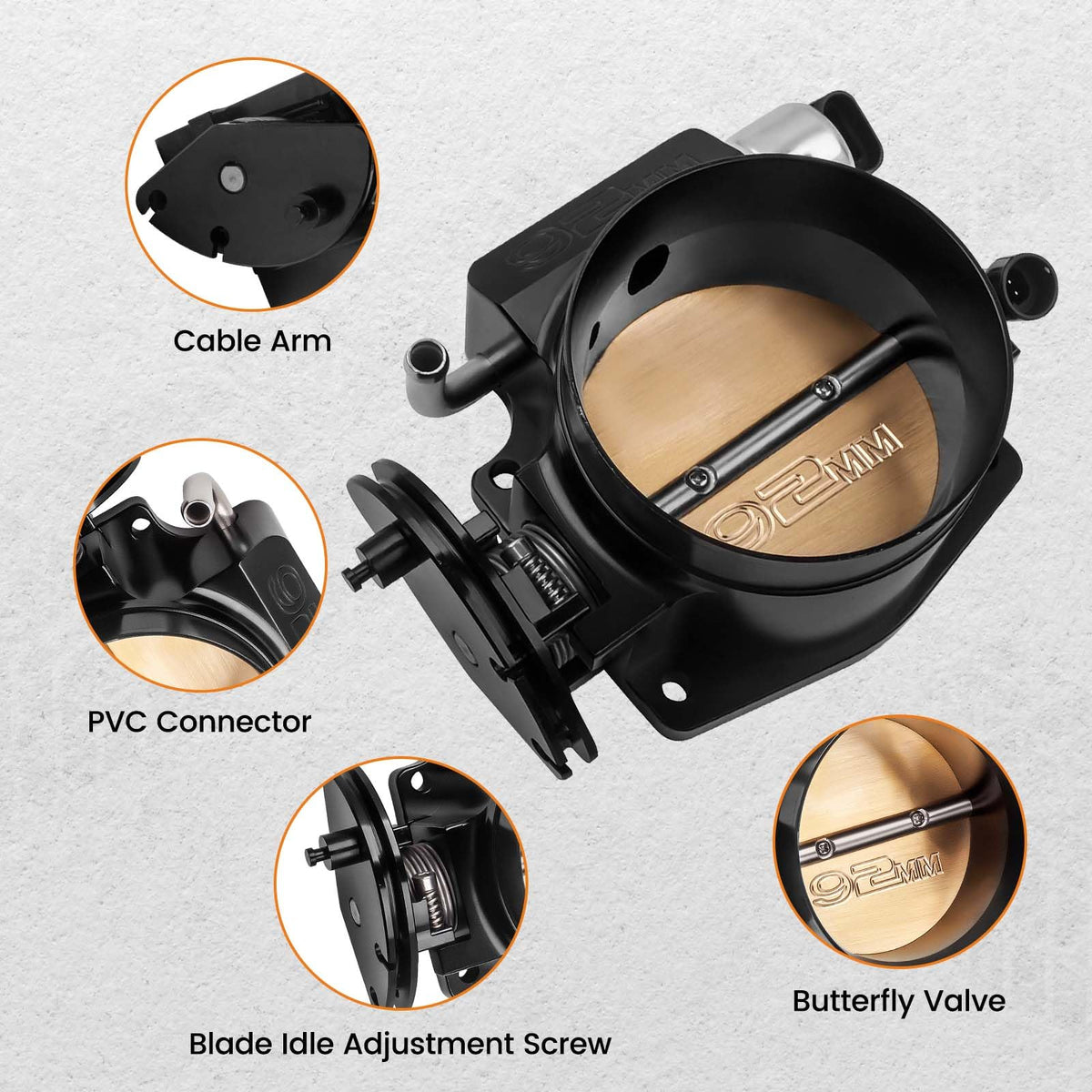 92mm Throttle Body with TPS IAC 4 Bolt C965