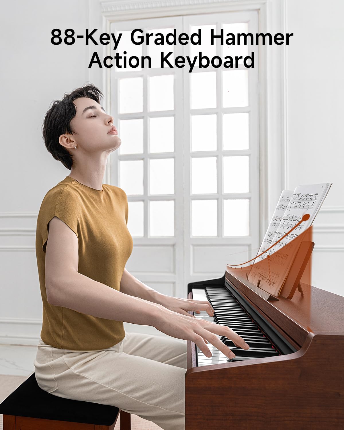 88 Key Graded Weighted Digital Piano with Storage Piano Bench P59465
