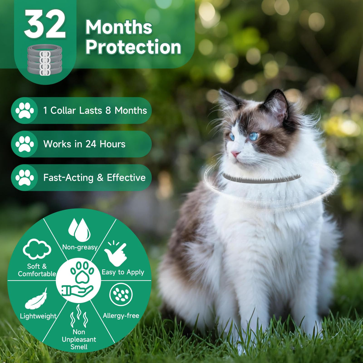 Grey 4-Pack Cat Flea and Tick Collar B8710