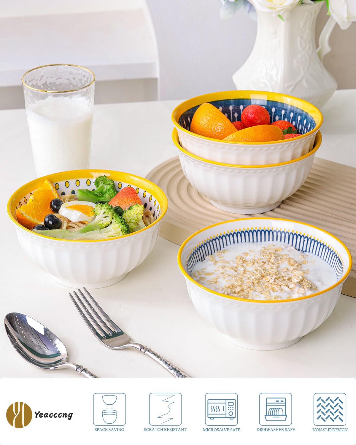Bohemian Ceramic Bowls Set of 4 J286