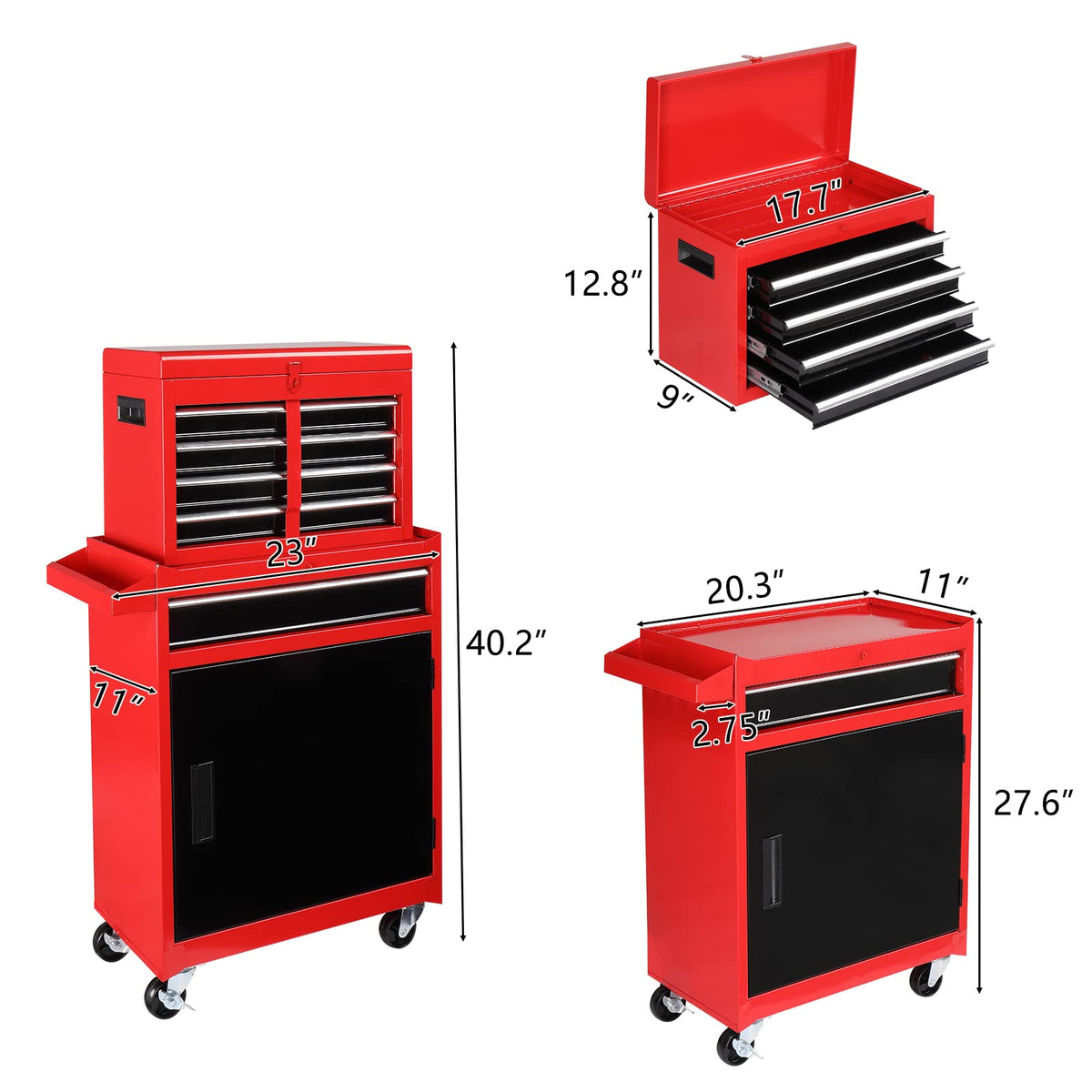 5 Drawer Rolling Tool Chest with Lockable Wheels L645