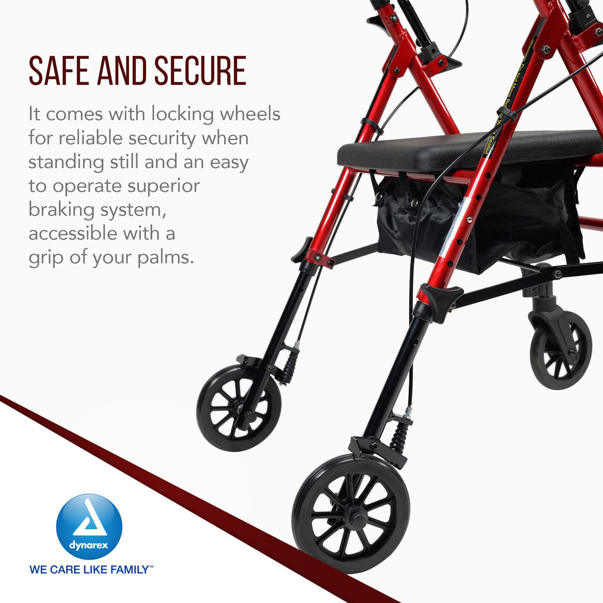 Foldable Aluminum Rollator with Adjustable Seat and Detachable Caster, Red E782