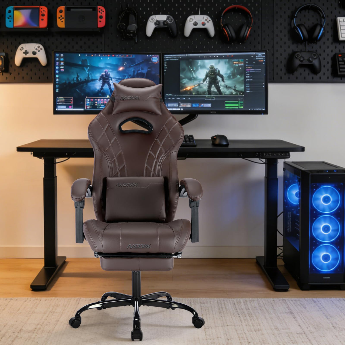 Gaming Chair with Footrest and Massage Lumbar Support H156326
