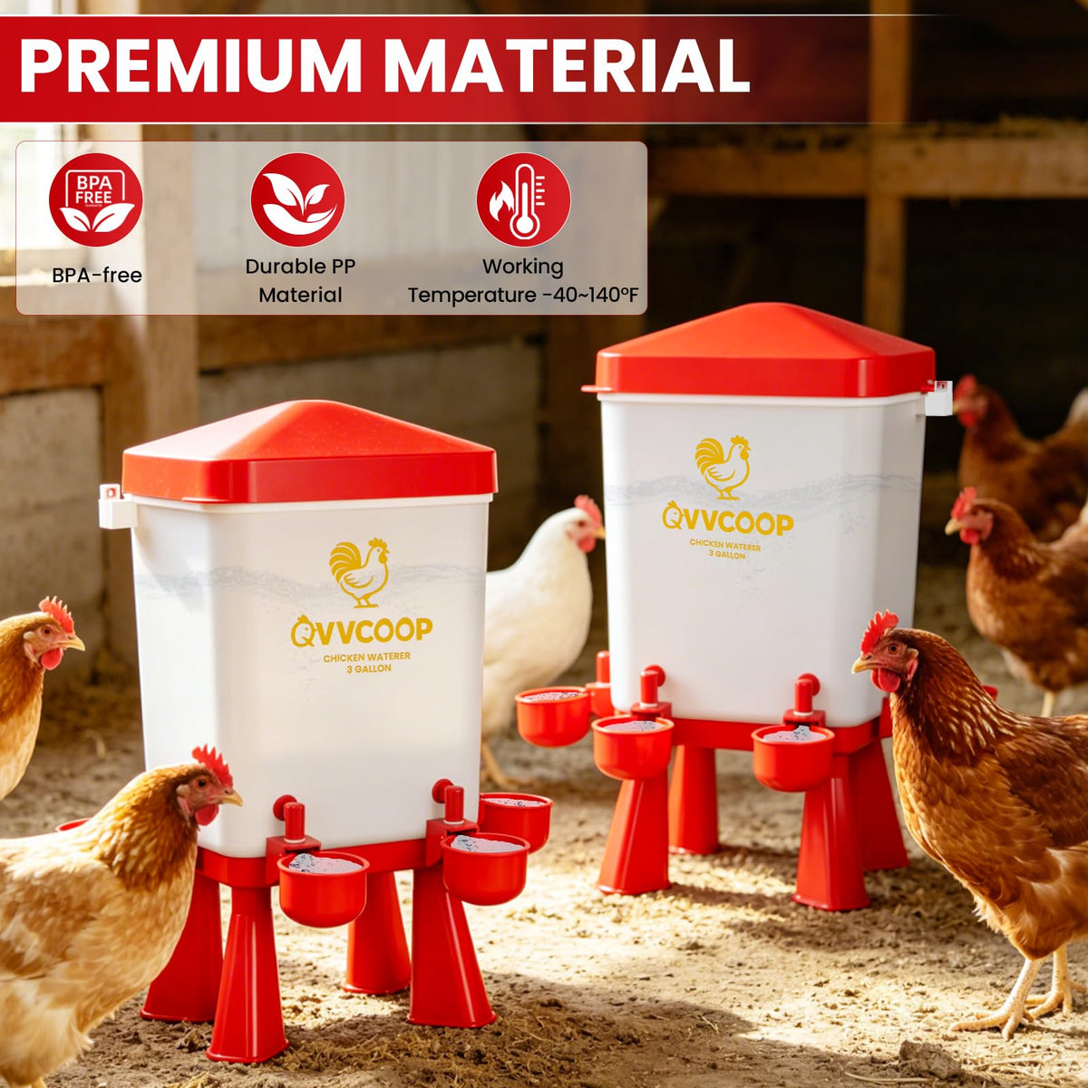 3 Gallon Automatic Chicken Waterer with 10 Cups T452